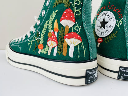 Custom Converse Chuck Taylor Mushrooms Embroidered Converse Shoes/ Mushrooms Embroidered Converse Custom/ Mushrooms Embroidered Sneakers