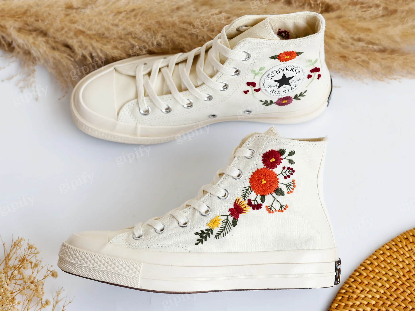 Wedding Shoes for Bride, Bridal Flower Embroidered Converse Custom, Wedding Flower Embroidered Sneakers, Personalized Bridal Sneaker