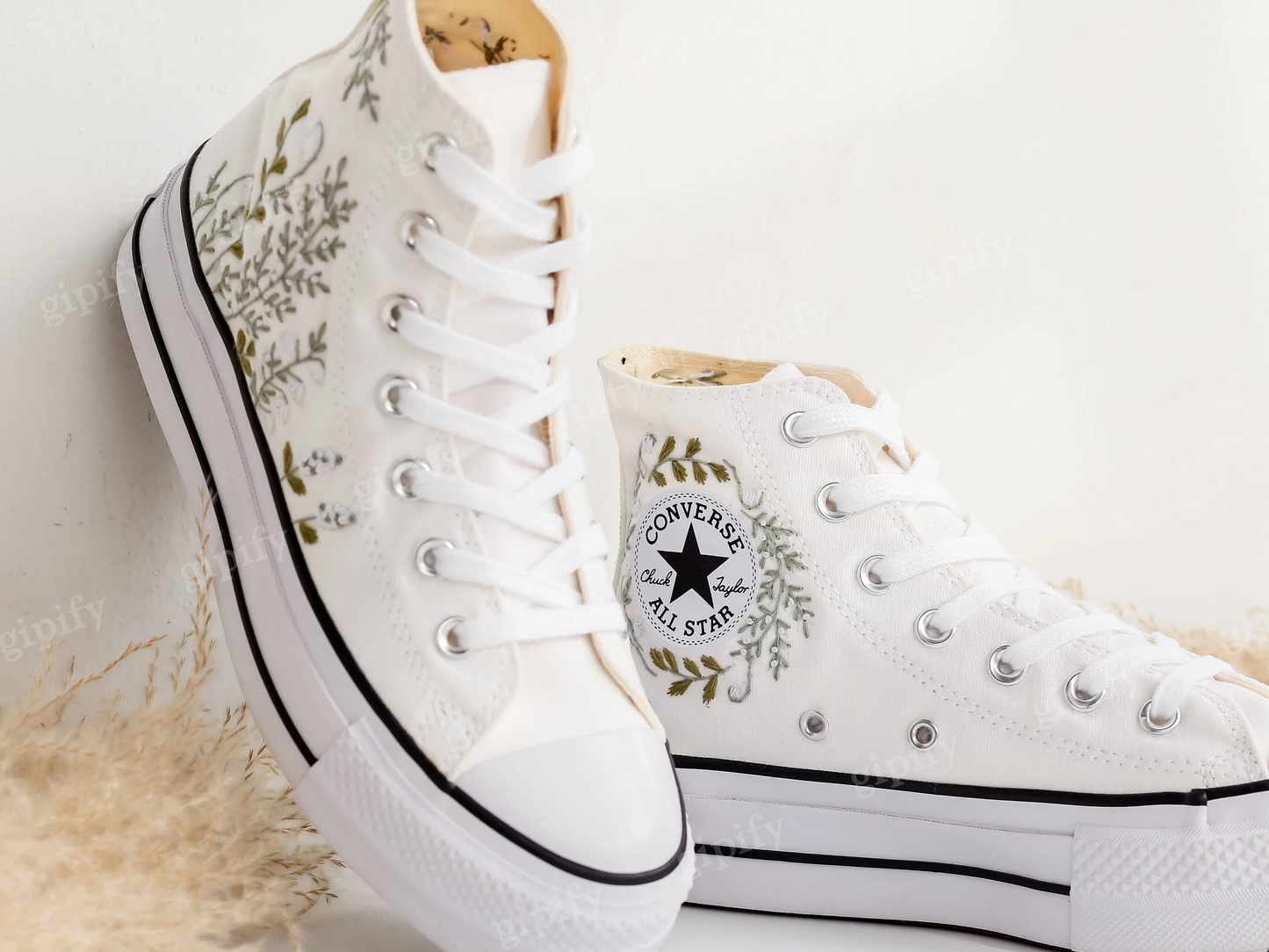 Custom Embroidered Converse high tops, Small Flower Embroidered Converse Shoes, Floral Embroidered Sneakers Custom, Unique Gifts for Her