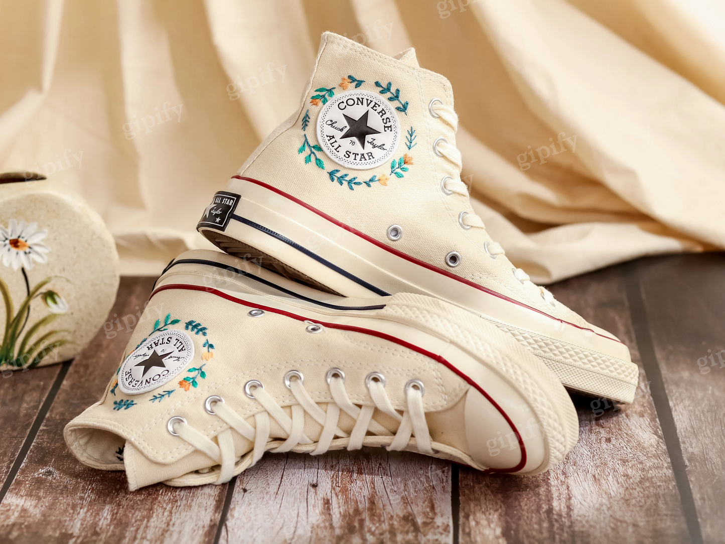 Customized Embroidered Sneakers, Mushrooms Embroidered Converse for Women, Mushrooms and Pet Embroidered Shoes, Converse Embroidery Mushroom