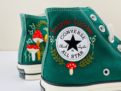 Custom Converse Chuck Taylor Mushrooms Embroidered Converse Shoes/ Mushrooms Embroidered Converse Custom/ Mushrooms Embroidered Sneakers