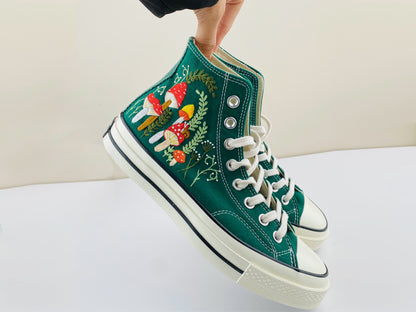 Custom Converse Chuck Taylor Mushrooms Embroidered Converse Shoes/ Mushrooms Embroidered Converse Custom/ Mushrooms Embroidered Sneakers