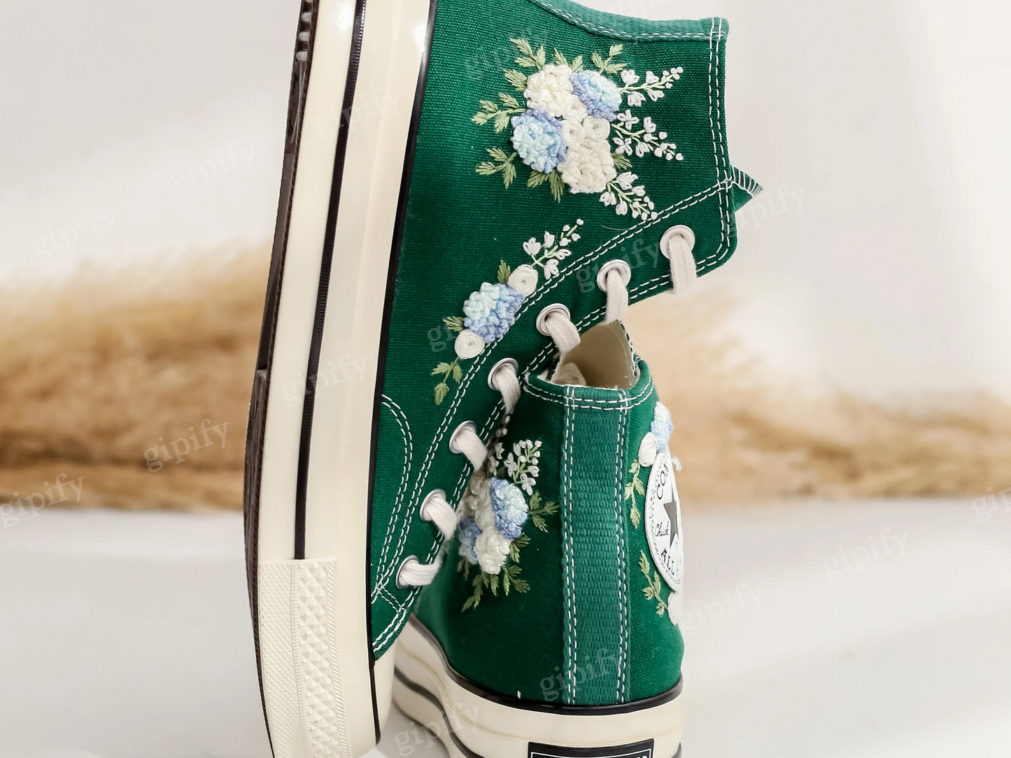 Converse Wedding Shoes, Hydrangeas Flower Embroidered Converse for Bridal, Floral Embroidered Sneakers Wedding Custom, Unique Gifts for Her