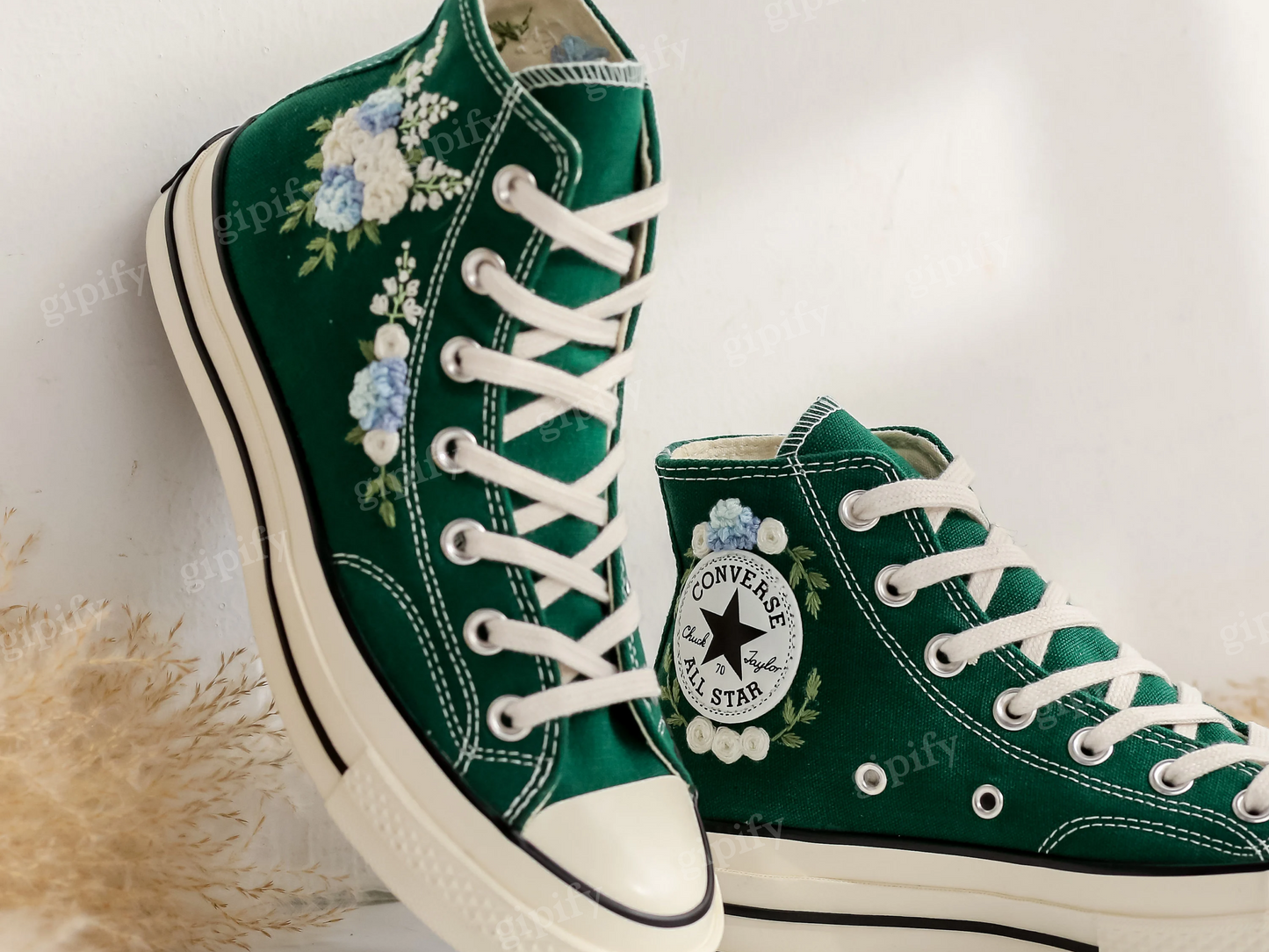 Converse Wedding Shoes, Hydrangeas Flower Embroidered Converse for Bridal, Floral Embroidered Sneakers Wedding Custom, Unique Gifts for Her