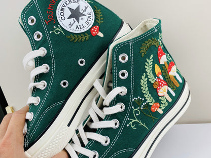 Custom Converse Chuck Taylor Mushrooms Embroidered Converse Shoes/ Mushrooms Embroidered Converse Custom/ Mushrooms Embroidered Sneakers