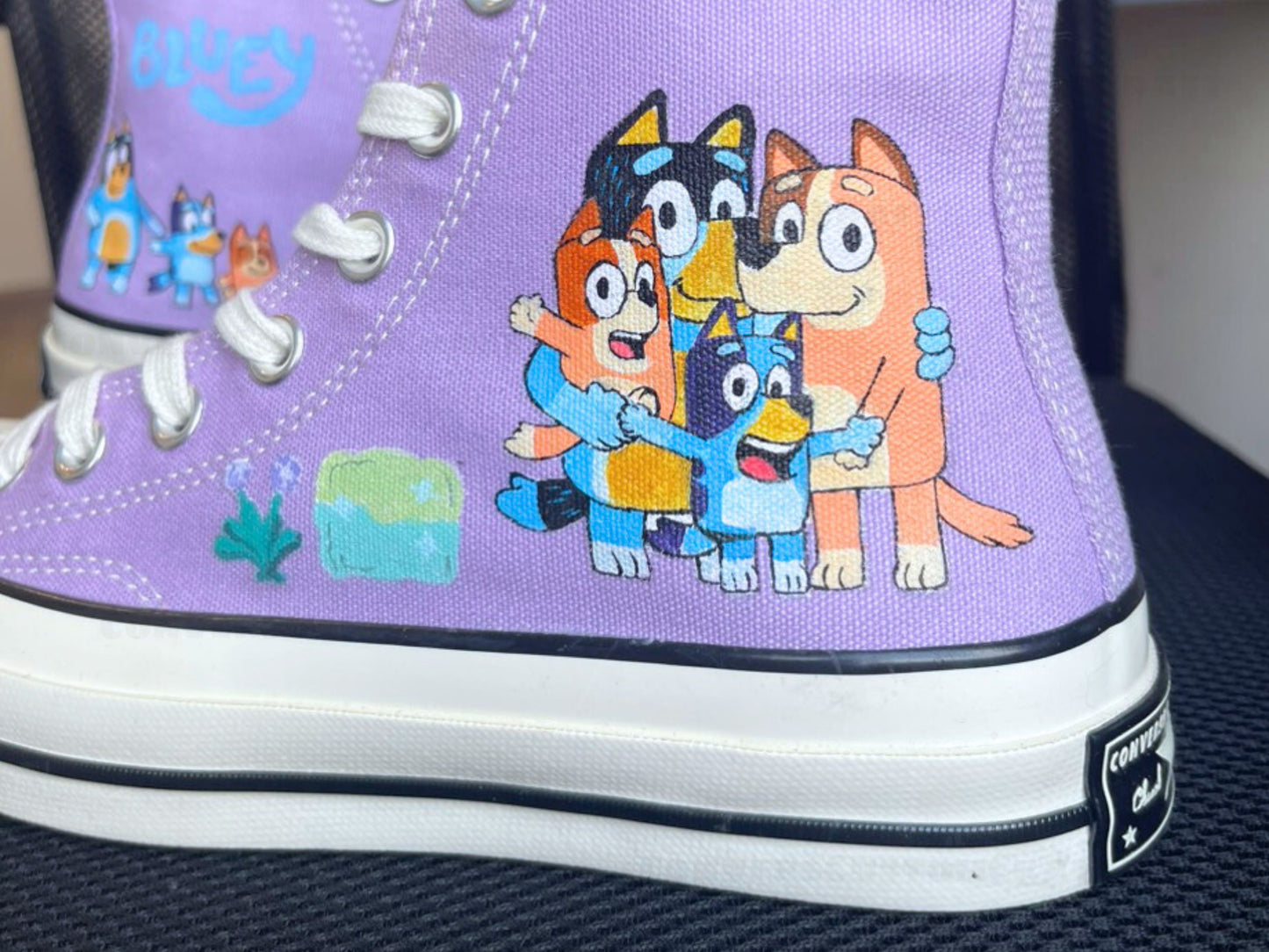 Personalized Bluey Family Birthday Sneakers, Shoes For Men Women and Kid, Funny Clogs Converse