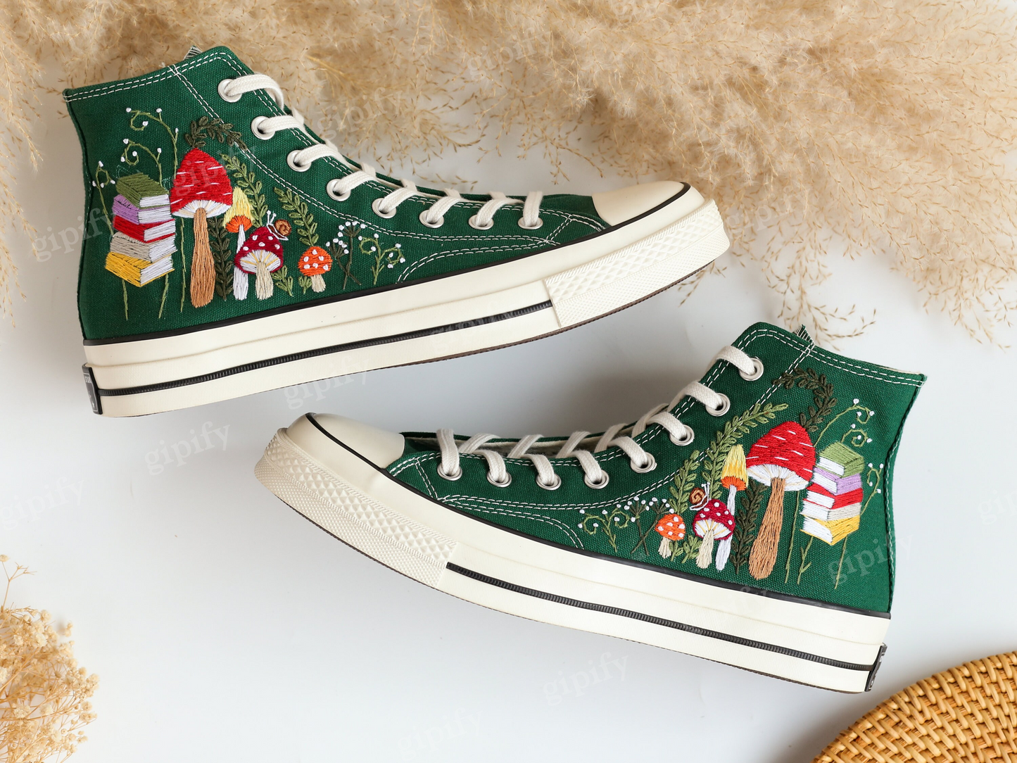 Custom Converse Chuck Taylor Mushrooms, Embroidered Converse Shoes, Mushrooms Embroidered Converse Custom, Mushroom Gifts