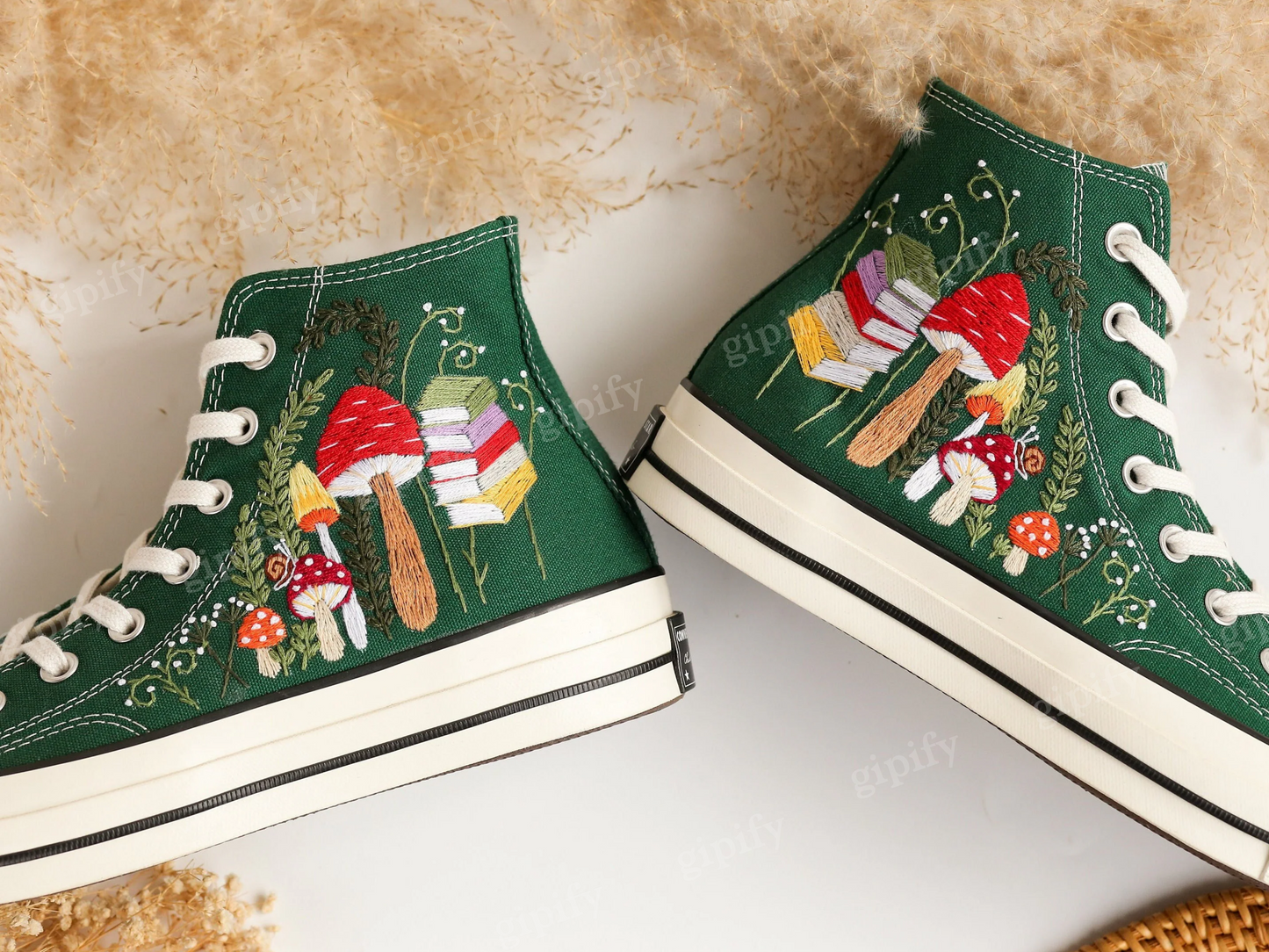 Custom Converse Chuck Taylor Mushrooms, Embroidered Converse Shoes, Mushrooms Embroidered Converse Custom, Mushroom Gifts