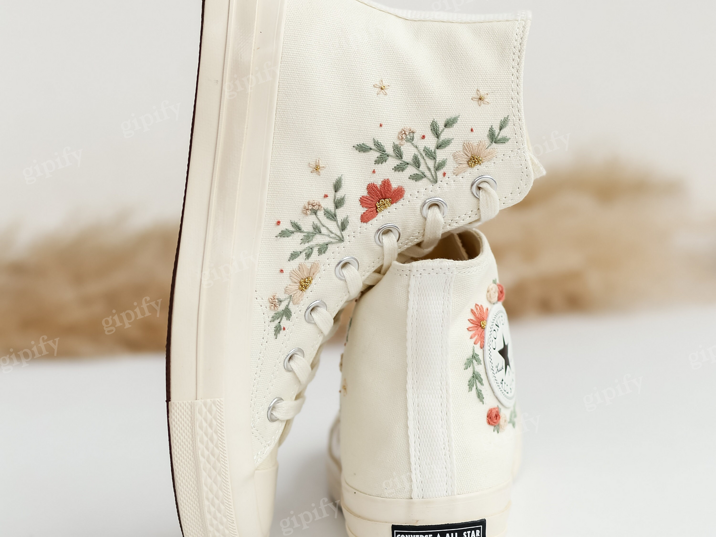 Custom Embroidered Wedding Sneakers, Bridal Flowers Embroidered Shoes,Wedding Flowers Embroidered Sneakers, Personalized Bridal Sneaker