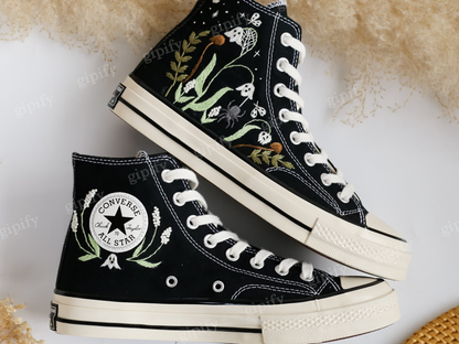 Custom Sneakers Taylor 1970 Embroidered, Ghost Embroidered Shoes, Halloween Vibes Embroidered Sneakers, Embroidered Wedding Reception Shoes