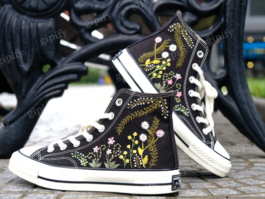 Custom embroidery converse sneakers, Flower Converse, Converse Custom Floral Embroidery, Birthday gift for her