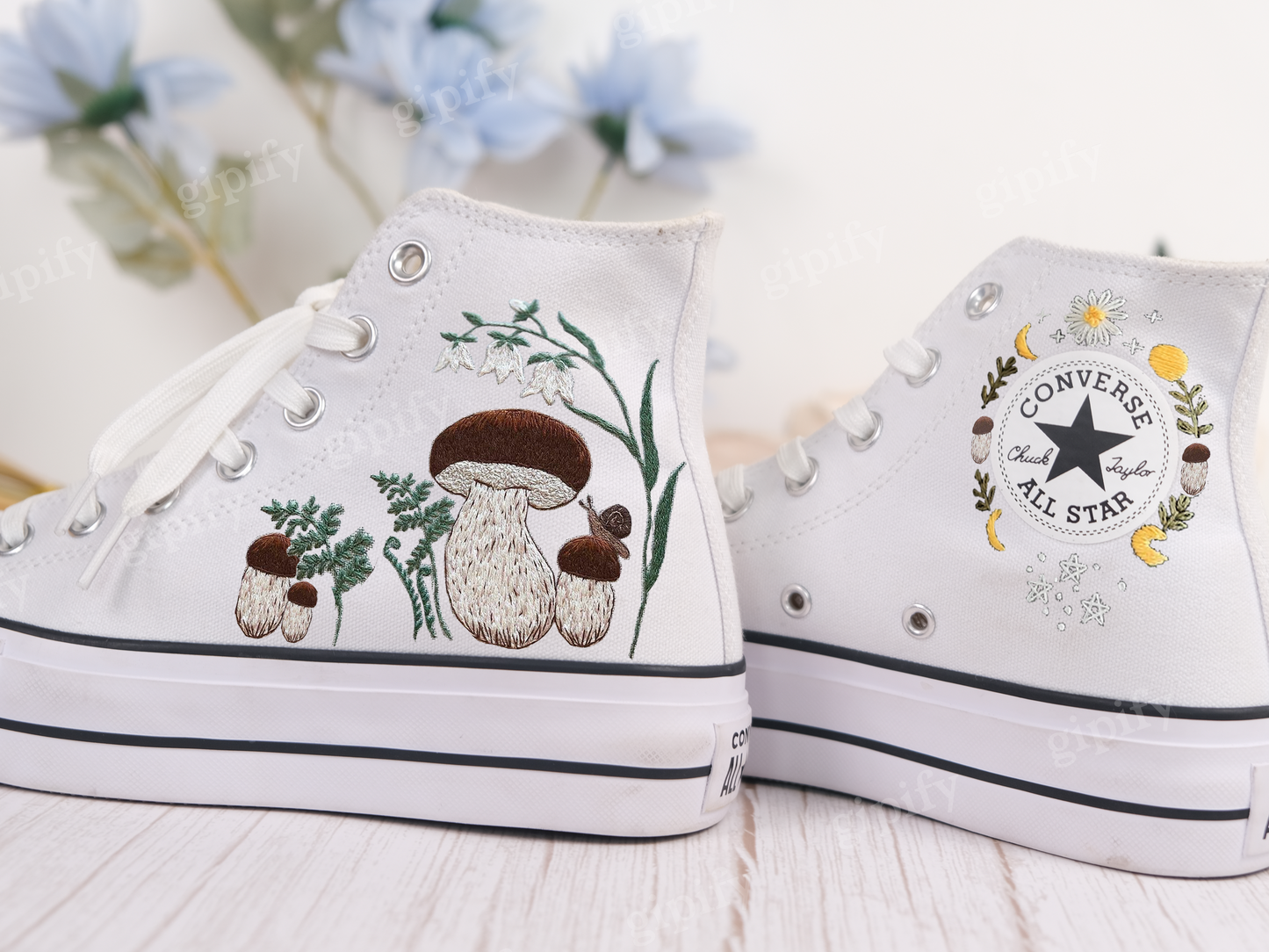 Custom Converse Chuck Taylor Mushrooms Embroidered Converse Shoes/ Mushrooms Embroidered Converse Custom/ Mushrooms Embroidered Sneakers