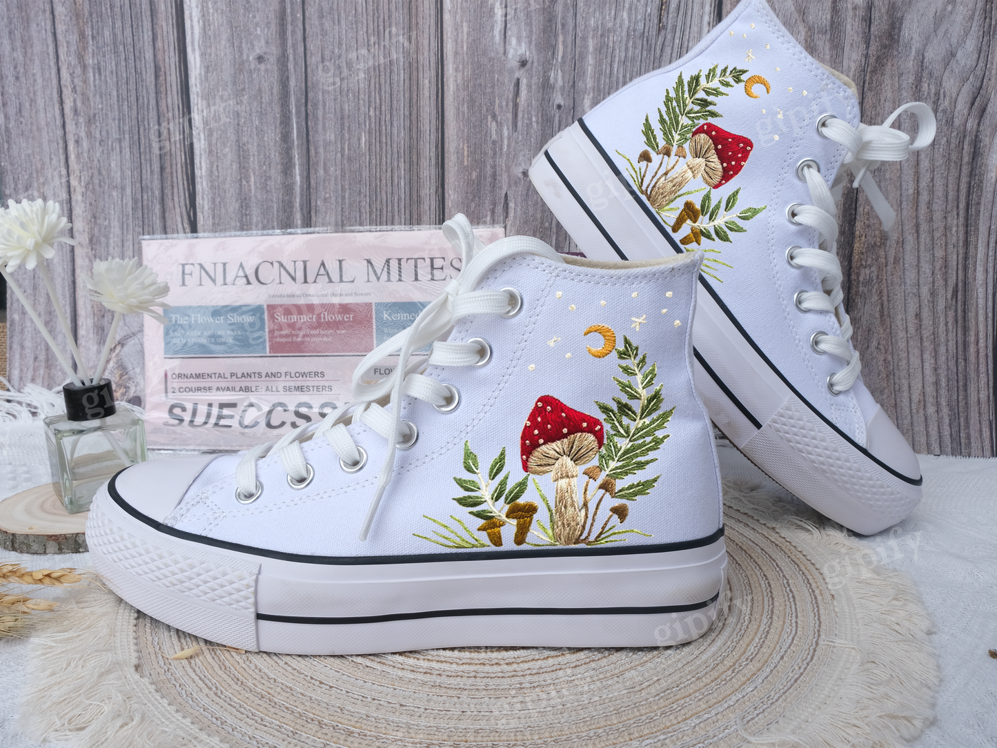 Custom Converse Chuck Taylor Mushrooms Embroidered Converse Shoes/ Mushrooms Embroidered Converse Custom/Mushrooms Embroidered Sneakers