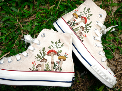 Custom Converse Chuck Taylor Mushrooms Embroidered Converse Shoes/ Mushrooms Embroidered Converse Custom/ Mushrooms Embroidered Sneakers