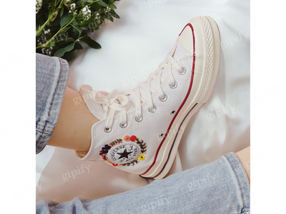 Embroidered Converse High Tops, Custom Embroidery Mic.key Mouse Chuck Taylor Canvas Shoes, Birthday Gift for Girl, Handmade Gift