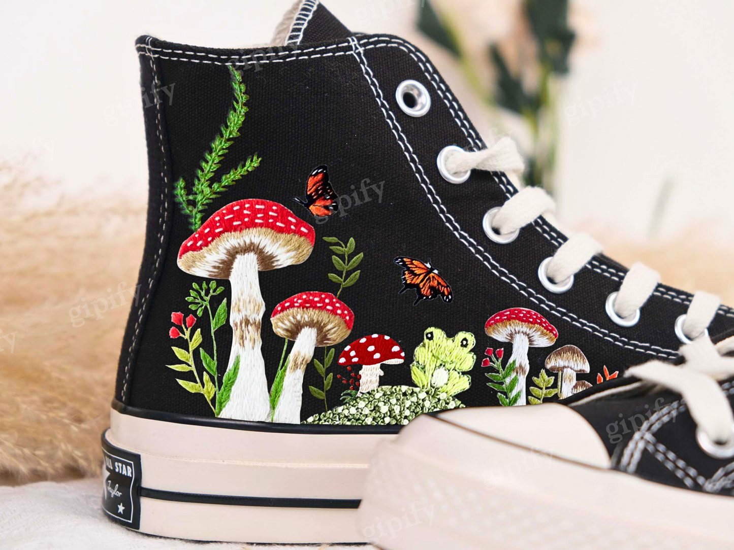 Custom Converse Chuck Taylor Mushrooms Embroidered Converse Shoes/ Mushrooms Embroidered Converse Custom/ Mushrooms Embroidered Sneakers