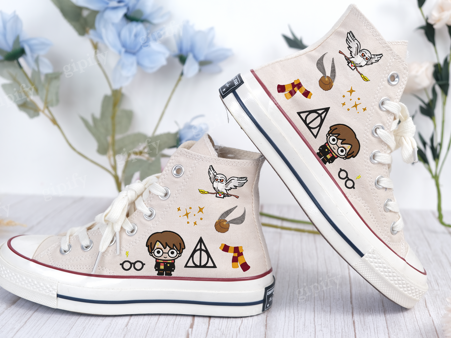 Personalize Harry Potter Embroidery Converse/Gryffindor Embroidery Chuck Taylor High Top/Embroidered Converse