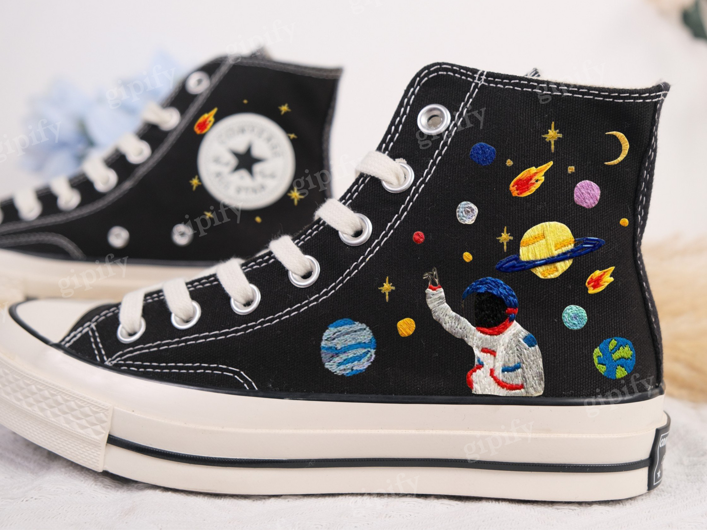 Custom embroidery converse kids/Planet,star,universe embroidred shoes/Toddler's,Little,Big kids embroidered sneakers/Gift birthday shoes