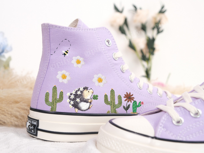 Low price Custom Converse Embroidered Shoes Converse Chuck Taylor 1970s Embroidered Hedgehogs Converse Shoes Best Gift for Her