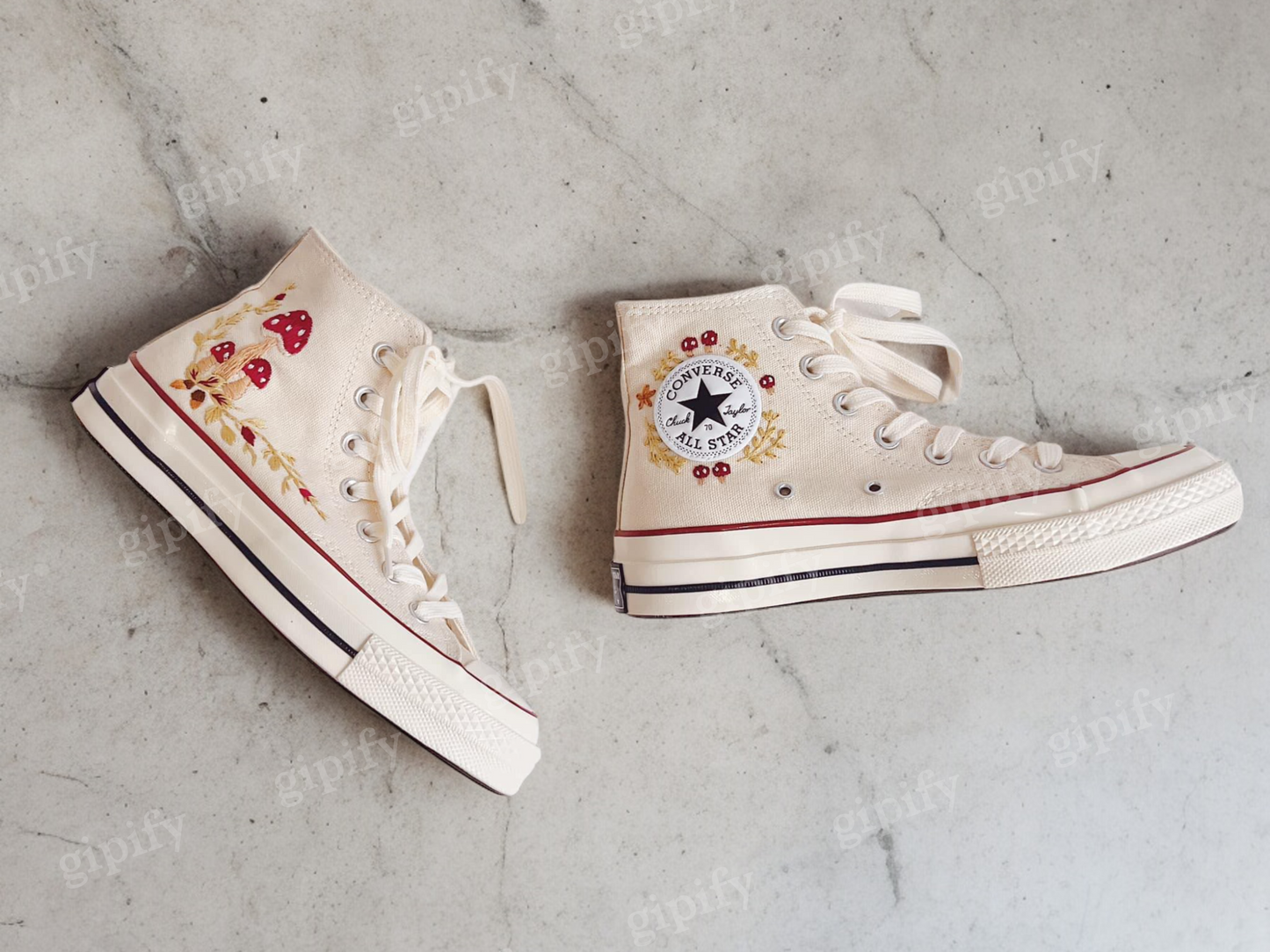 Custom Converse Chuck Taylor Mushrooms Embroidered Converse Shoes/ Mushrooms Embroidered Converse Custom/ Mushrooms Embroidered Sneakers