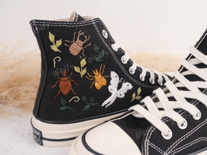 Custom Converse Embroidered/ Bugs Embroidered Converse/ Halloween Vibes Embroidered Sneakers/ Bugs Embroidered Sneakers