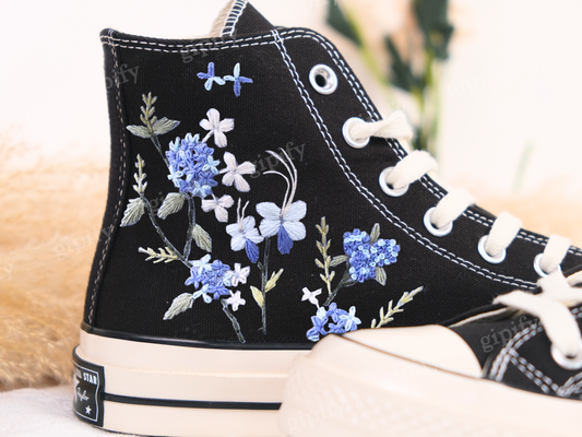 Embroidered Converse Chuck Taylors 1970s/ Custom Converse White Chrysanthemum Bouquet And Bees/ Embroidered Logo Chrysanthemum Garden