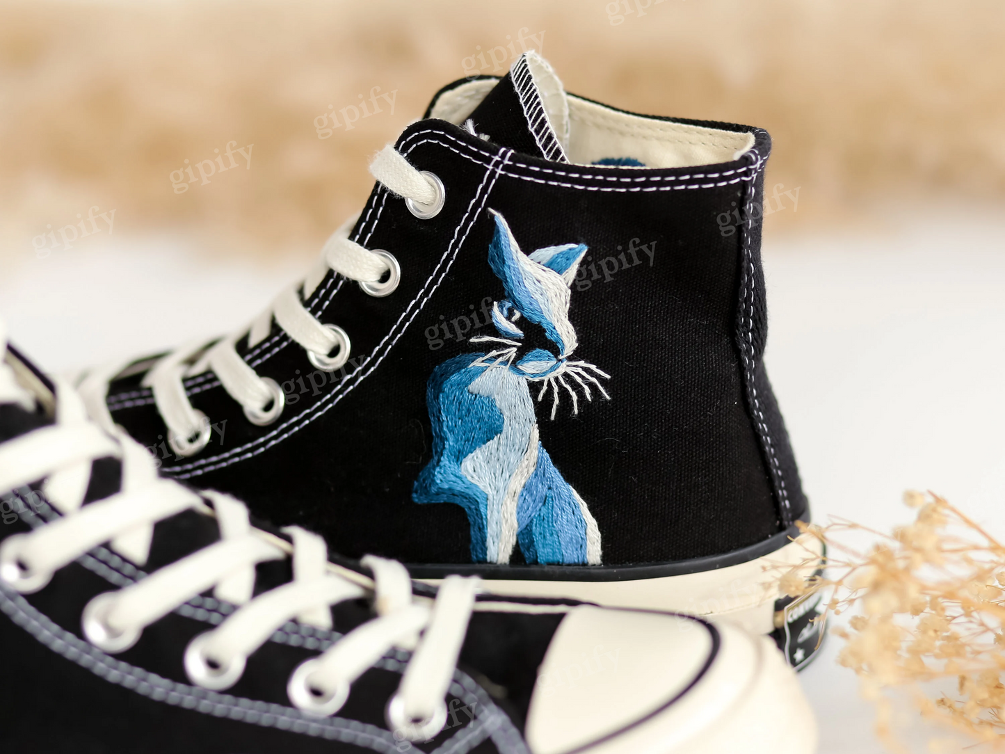 Embroidered Converse,Custom Converse High Tops Embroidered Cat, Pet Embroidered Converse for Men, Custom Pet Gifts