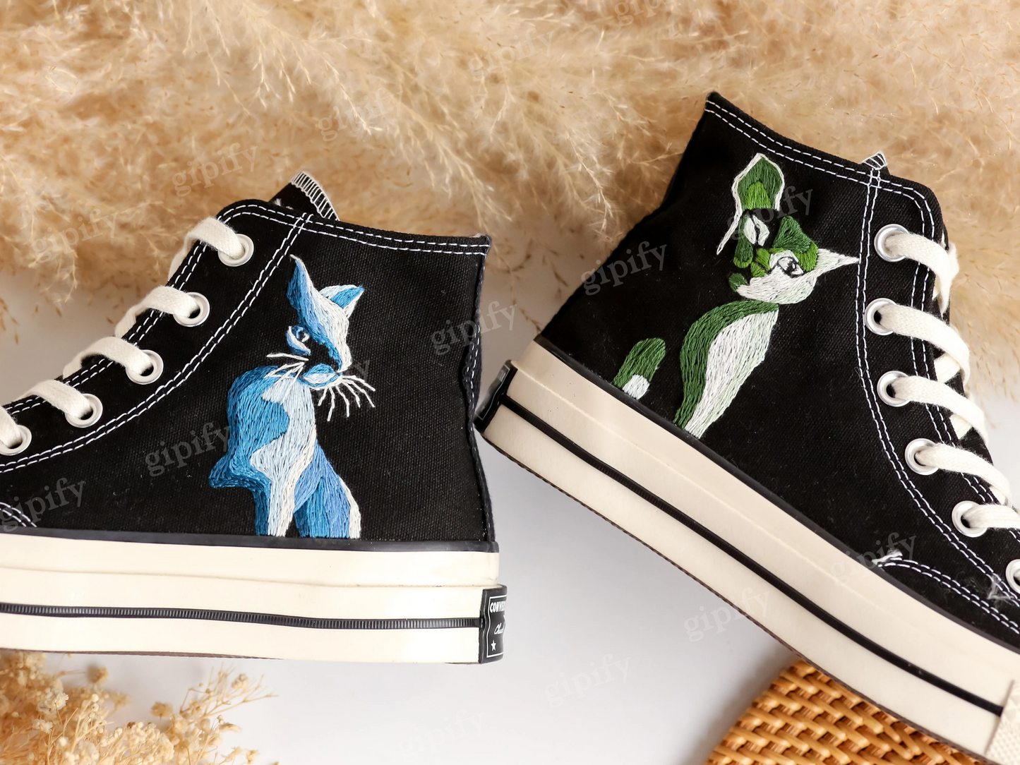 Embroidered Converse,Custom Converse High Tops Embroidered Cat, Pet Embroidered Converse for Men, Custom Pet Gifts