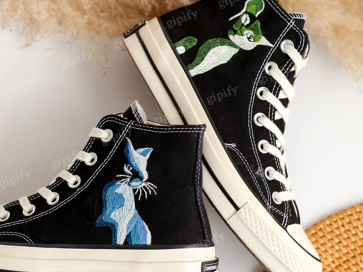 Embroidered Converse,Custom Converse High Tops Embroidered Cat, Pet Embroidered Converse for Men, Custom Pet Gifts