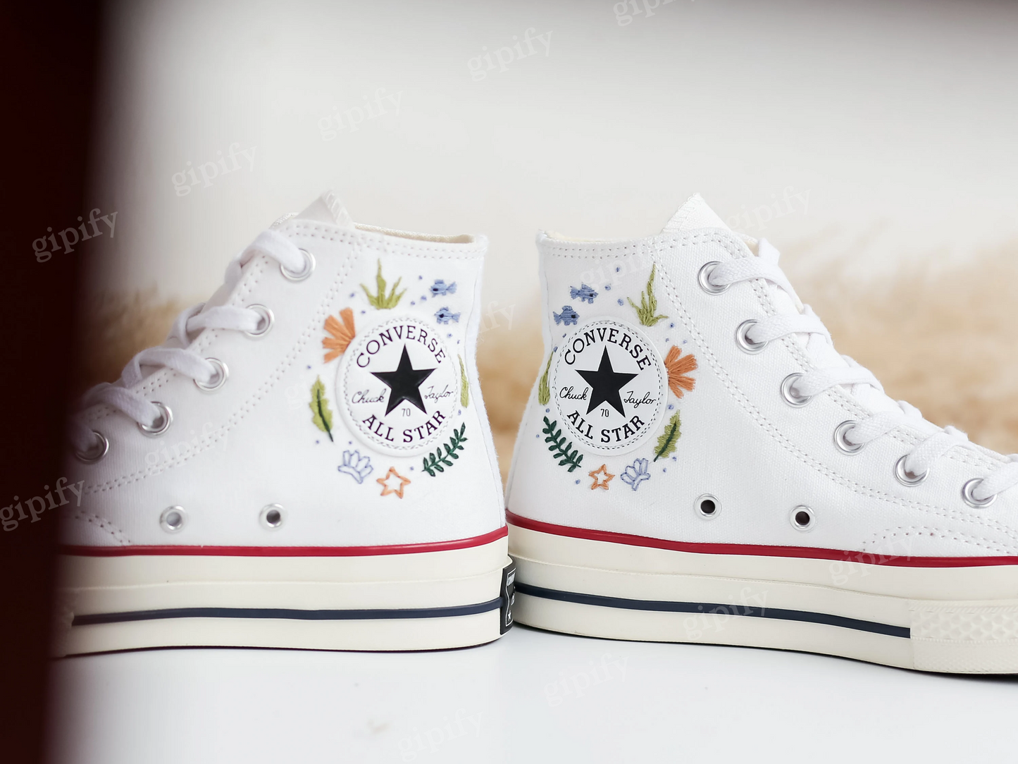 Custom Embroidered Converse High Tops, Shark Embroidered Shoes Custom, Custom Vans Embroidery Shark, Ocean Embroidered Sneakers, Personalized Shark Shoes