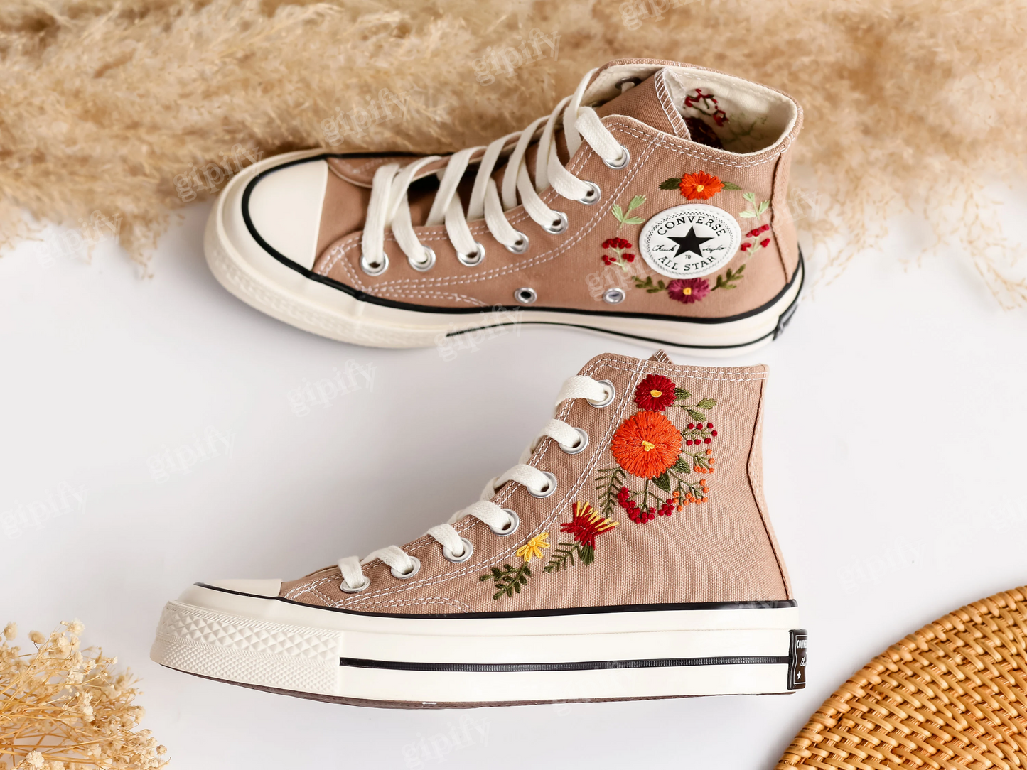 Embroidered Converse, Custom Converse High Tops Embroidered Bridal Flowers, Custom Shoes Embroidered Flowers, Wedding sneakers Wedding Gifts