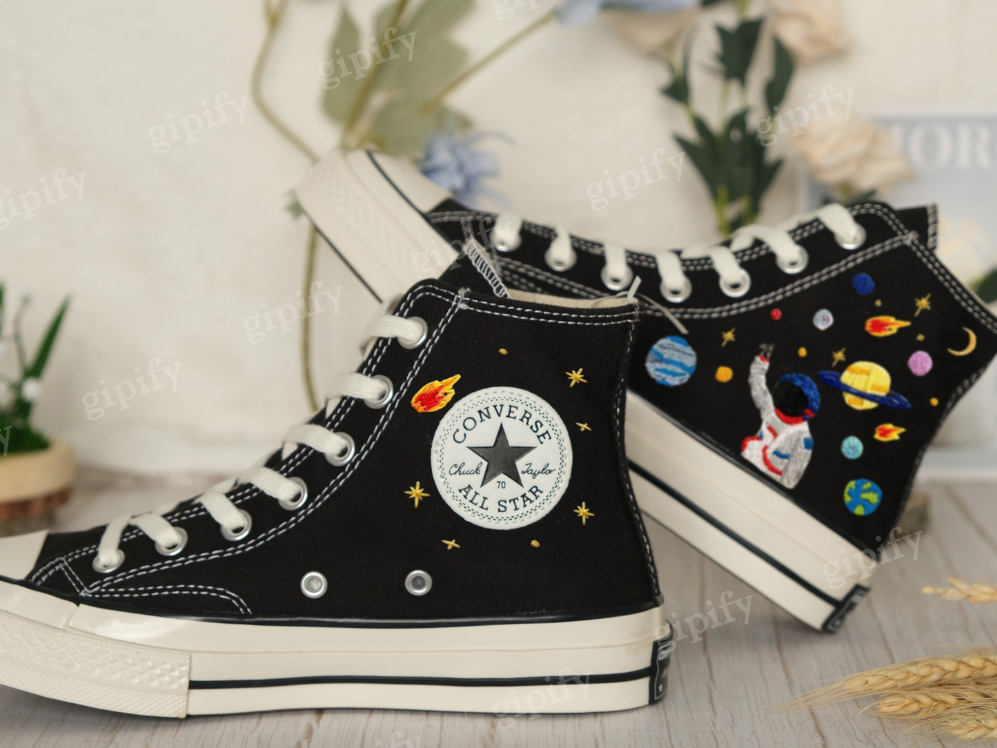 Custom embroidery converse kids/Planet,star,universe embroidred shoes/Toddler's,Little,Big kids embroidered sneakers/Gift birthday shoes