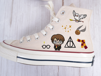 Personalize Harry Potter Embroidery Converse/Gryffindor Embroidery Chuck Taylor High Top/Embroidered Converse