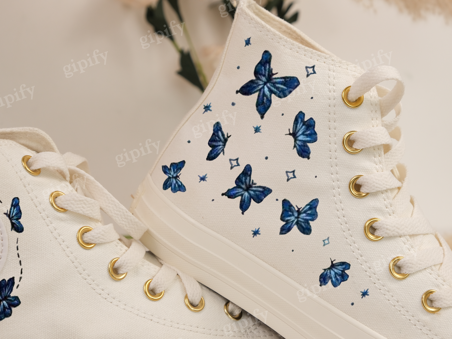 Embroidered Converse/Butterfly Converse/Embroidered Blue Butterflies/Converse High Tops Chuck Taylor 1970s/Custom Logo Butterfly/Gift ForHe