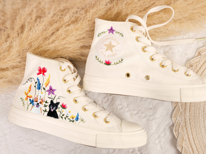 Custom Embroidered Converse Platform/Cat + Dog Embroidered Sneaker/Pet Embroidered Shoes/Shoes Embroidery Floral/Birthday Gifts for Her