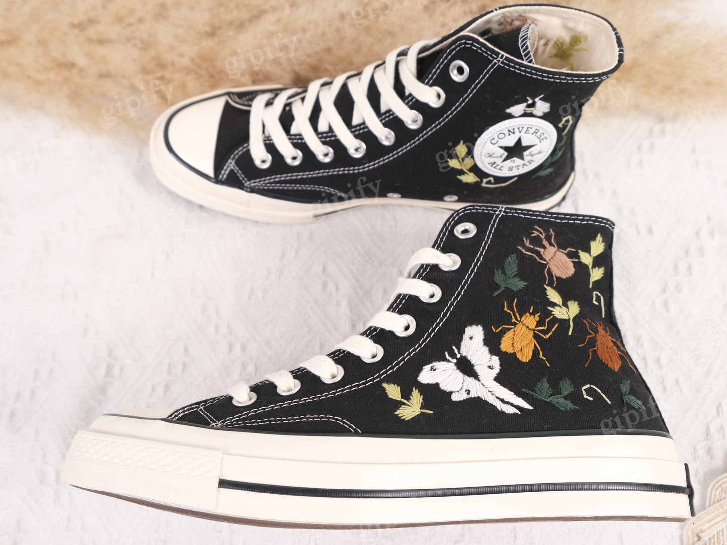 Custom Converse Embroidered/ Bugs Embroidered Converse/ Halloween Vibes Embroidered Sneakers/ Bugs Embroidered Sneakers