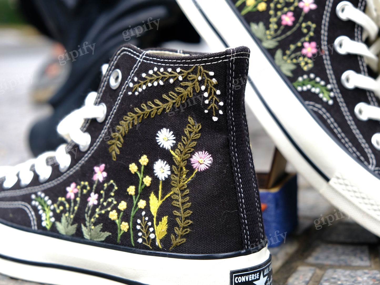 Custom embroidery converse sneakers, Flower Converse, Converse Custom Floral Embroidery, Birthday gift for her