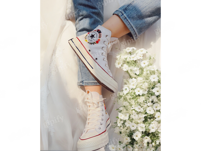 Embroidered Converse High Tops, Custom Embroidery Mic.key Mouse Chuck Taylor Canvas Shoes, Birthday Gift for Girl, Handmade Gift