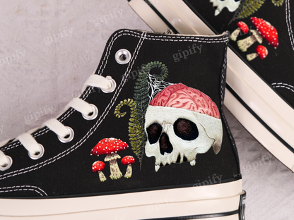 Custom Sneakers Embroidered Custom/ Sugar Skull Embroidered Shoes/ Impressive Artist Skull Embroidered Sneaker Custom