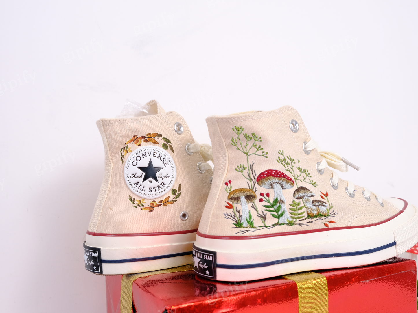 Custom Mint Converse Chuck Taylor Mushrooms Embroidered Converse Shoes/ Mushrooms Embroidered Converse Custom/Mushrooms Embroidered Sneakers