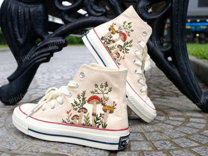 Custom Converse Chuck Taylor Mushrooms Embroidered Converse Shoes/ Mushrooms Embroidered Converse Custom/ Mushrooms Embroidered Sneakers