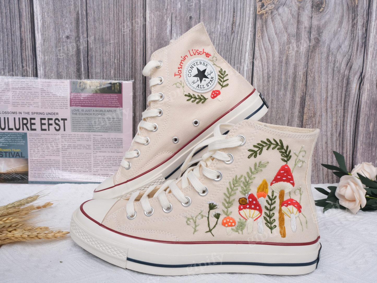 Custom Converse Chuck Taylor Mushrooms Embroidered Converse Shoes/Mushrooms Embroidered Converse Custom/Mushrooms Embroidered Sneakers