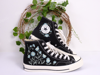 Wedding Sneakers for Bride/Bridal Flower Embroidered Converse Platform/Flower Embroidered Shoes/Floral Embroider Sneakers/Wedding Gifts