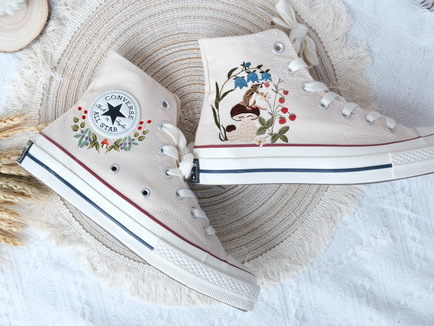 Custom Converse Chuck Taylor Mushrooms Embroidered Converse Shoes/ Mushrooms Embroidered Converse Custom/ Mushrooms Embroidered Sneakers