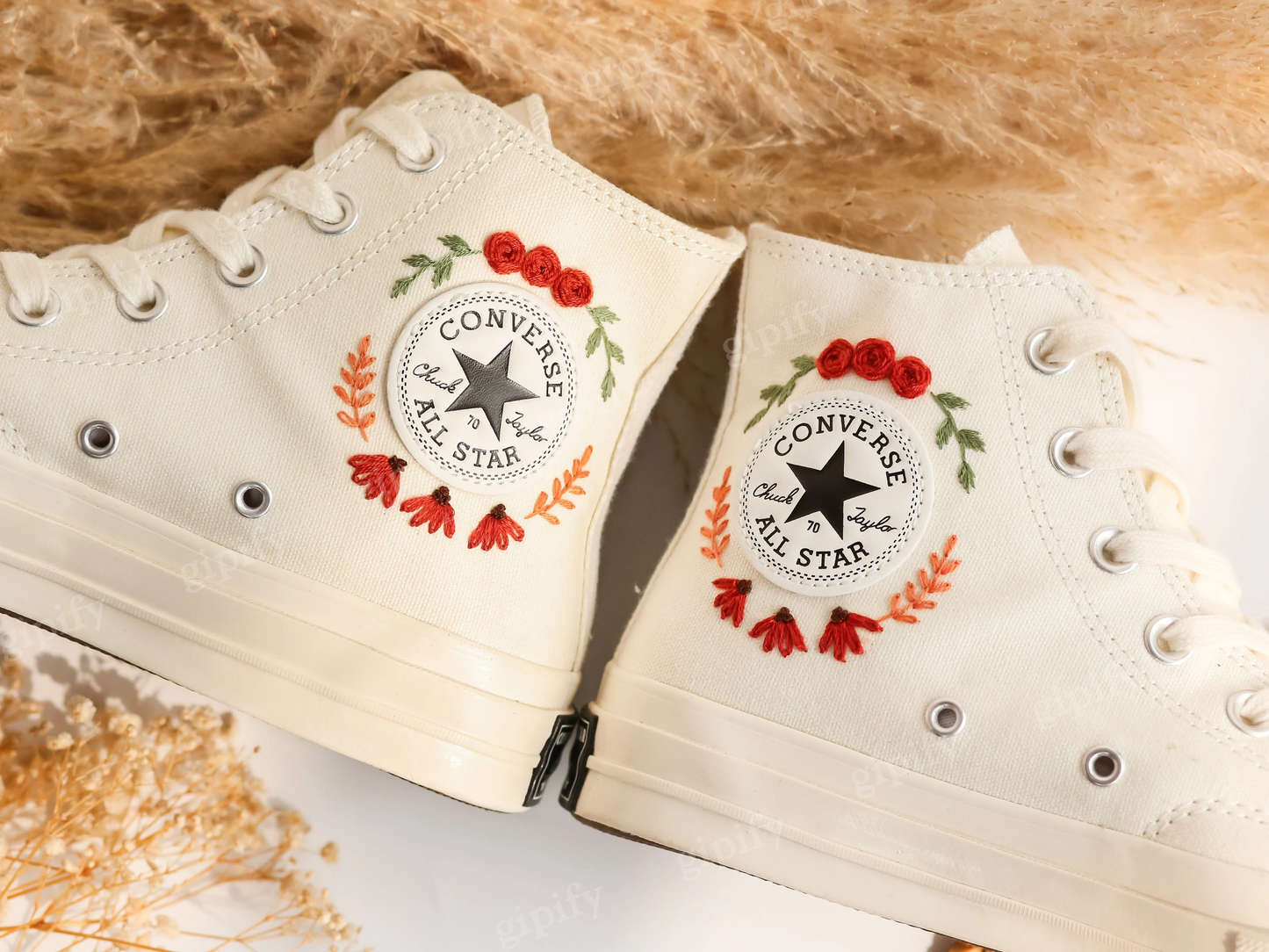 Custom Wedding Sneakers, Wedding Flowers Embroidered Shoes, Bridal Flowers Embroidered Converse Custom, Wedding Flowers Embroidered Sneakers