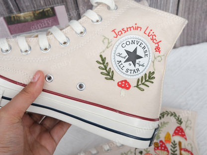 Custom Converse Chuck Taylor Mushrooms Embroidered Converse Shoes/Mushrooms Embroidered Converse Custom/Mushrooms Embroidered Sneakers