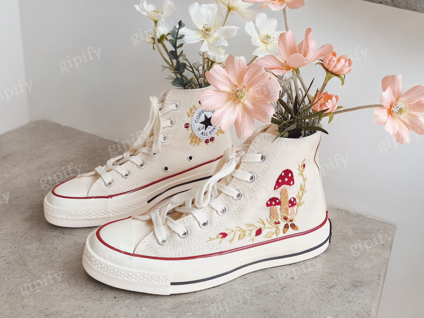 Custom Converse Chuck Taylor Mushrooms Embroidered Converse Shoes/ Mushrooms Embroidered Converse Custom/ Mushrooms Embroidered Sneakers