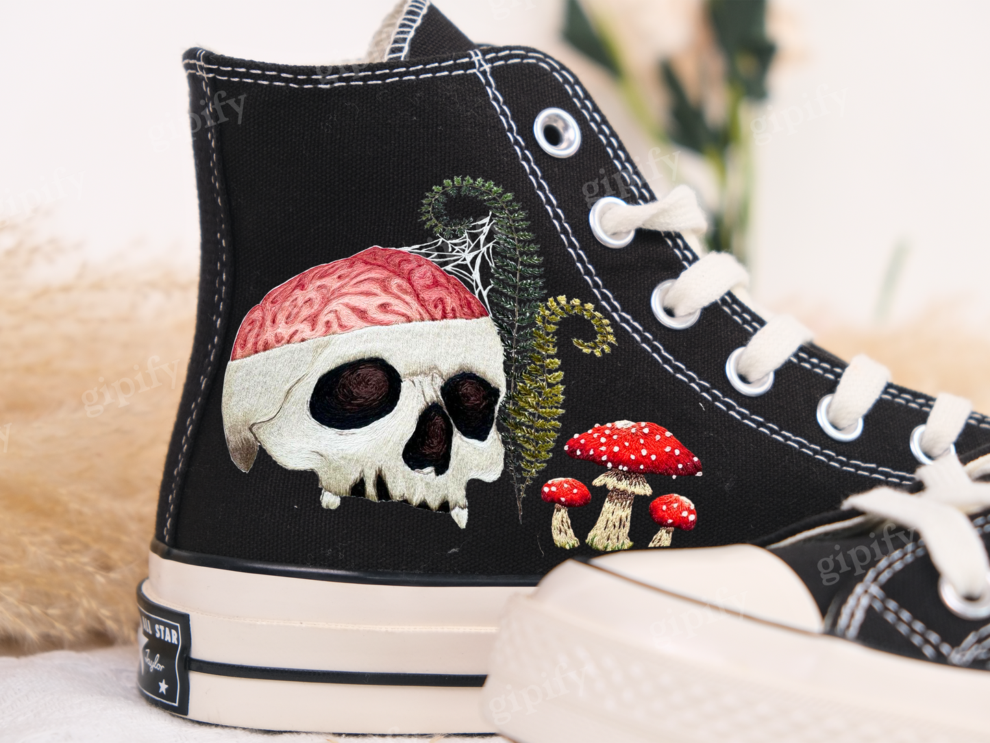 Custom Sneakers Embroidered Custom/ Sugar Skull Embroidered Shoes/ Impressive Artist Skull Embroidered Sneaker Custom