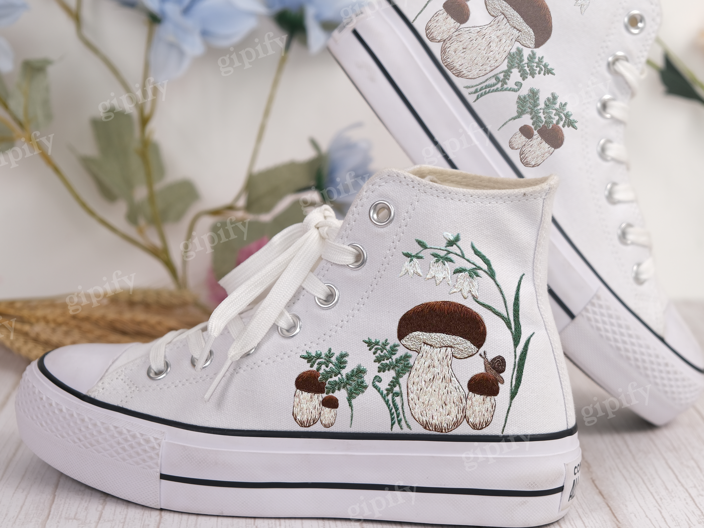 Custom Converse Chuck Taylor Mushrooms Embroidered Converse Shoes/ Mushrooms Embroidered Converse Custom/ Mushrooms Embroidered Sneakers