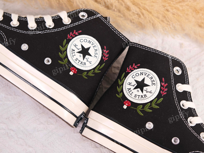 Custom Converse Chuck Taylor Mushrooms Embroidered Converse Shoes/ Mushrooms Embroidered Converse Custom/ Mushrooms Embroidered Sneakers